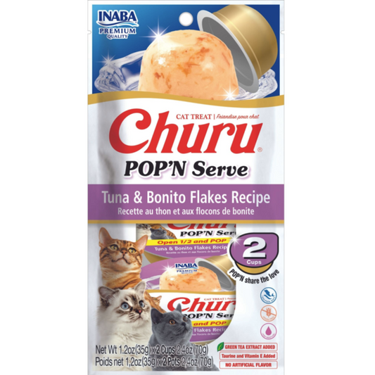 Inaba Churu POP'N Serve Tuna & Bonito Flakes 2 Cups 70g