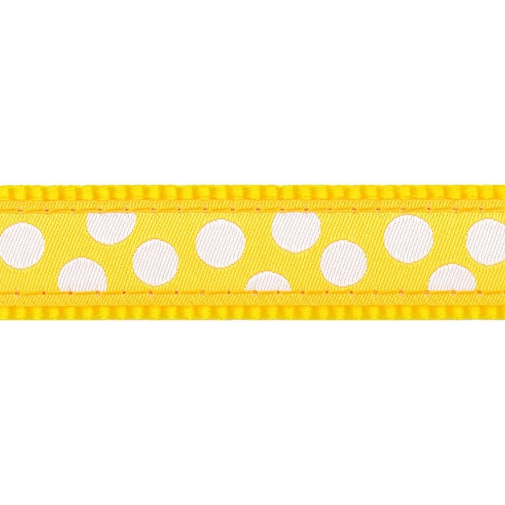 Red Dingo Dog Collar White Spots on Yellow LARGE