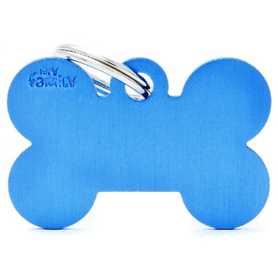 Pet ID Tag Aluminium Blue Bone