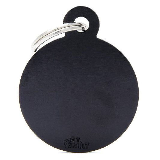 Pet ID Tag Aluminium Black Circle