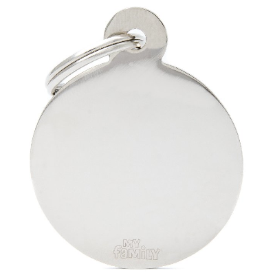 Pet ID Tag Aluminium Chrome Circle