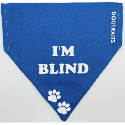 Dog Traits Bandana Blue 'I'm Blind'