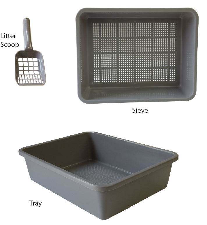 Cat Litter 3 Piece Sieve Tray - Charcoal
