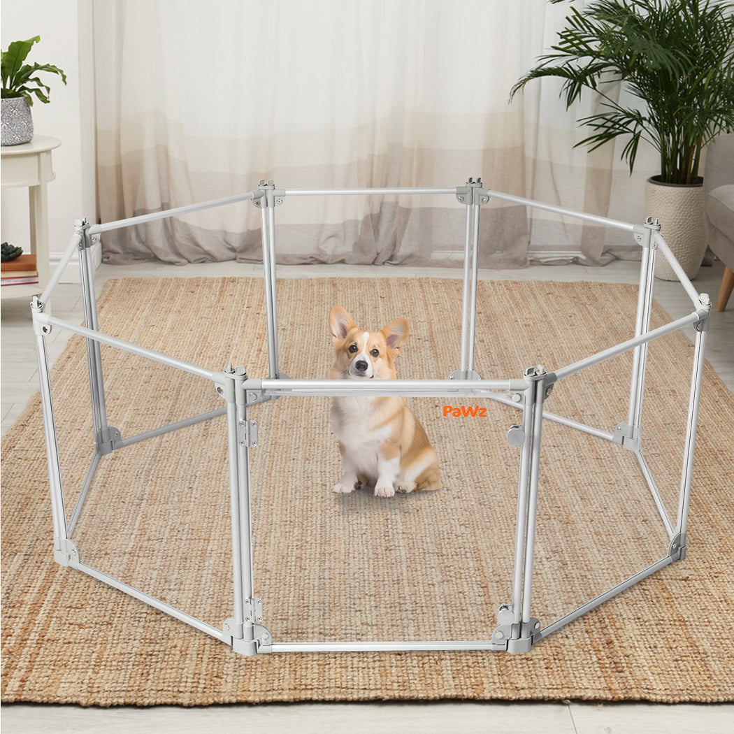 Pawz Pet Playpen Transparent Acrylic Clear Folding Dog Fence Kennel 8 Panel-1975420379035996167