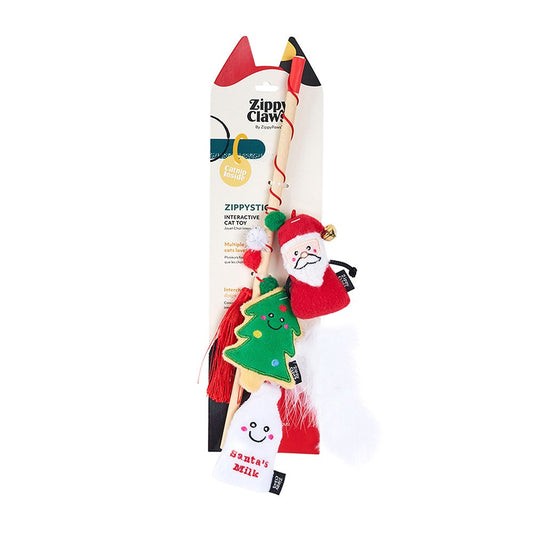 Zippy Claws Holiday Zippystick Santa with Cookies and Milk