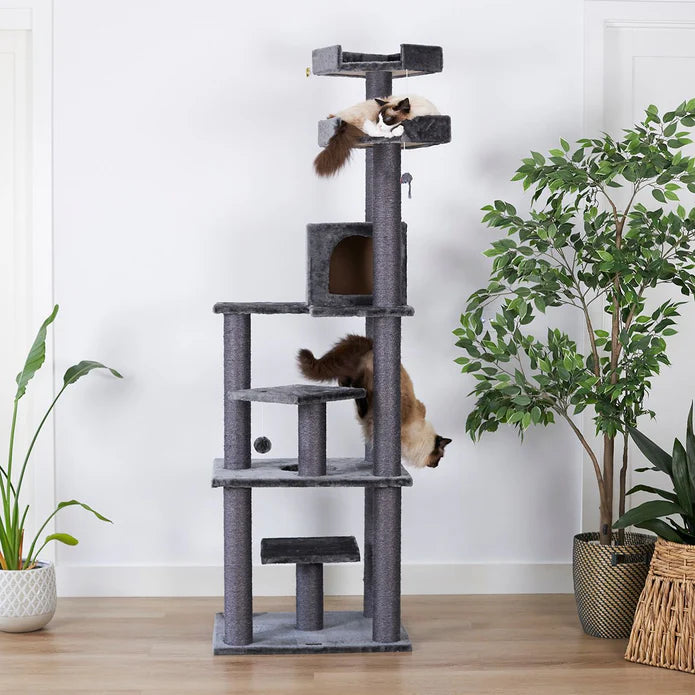 Cat Post - 7 Level Playground Charcoal W60xD50xH185cm