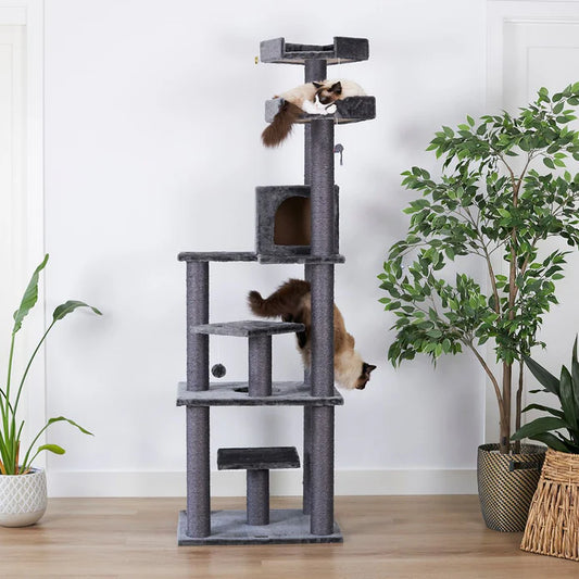 Cat Post - 7 Level Playground Charcoal W60xD50xH185cm
