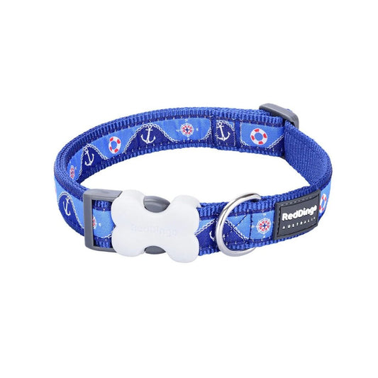 Red Dingo Dog Collar Nautical Navy XSMALL