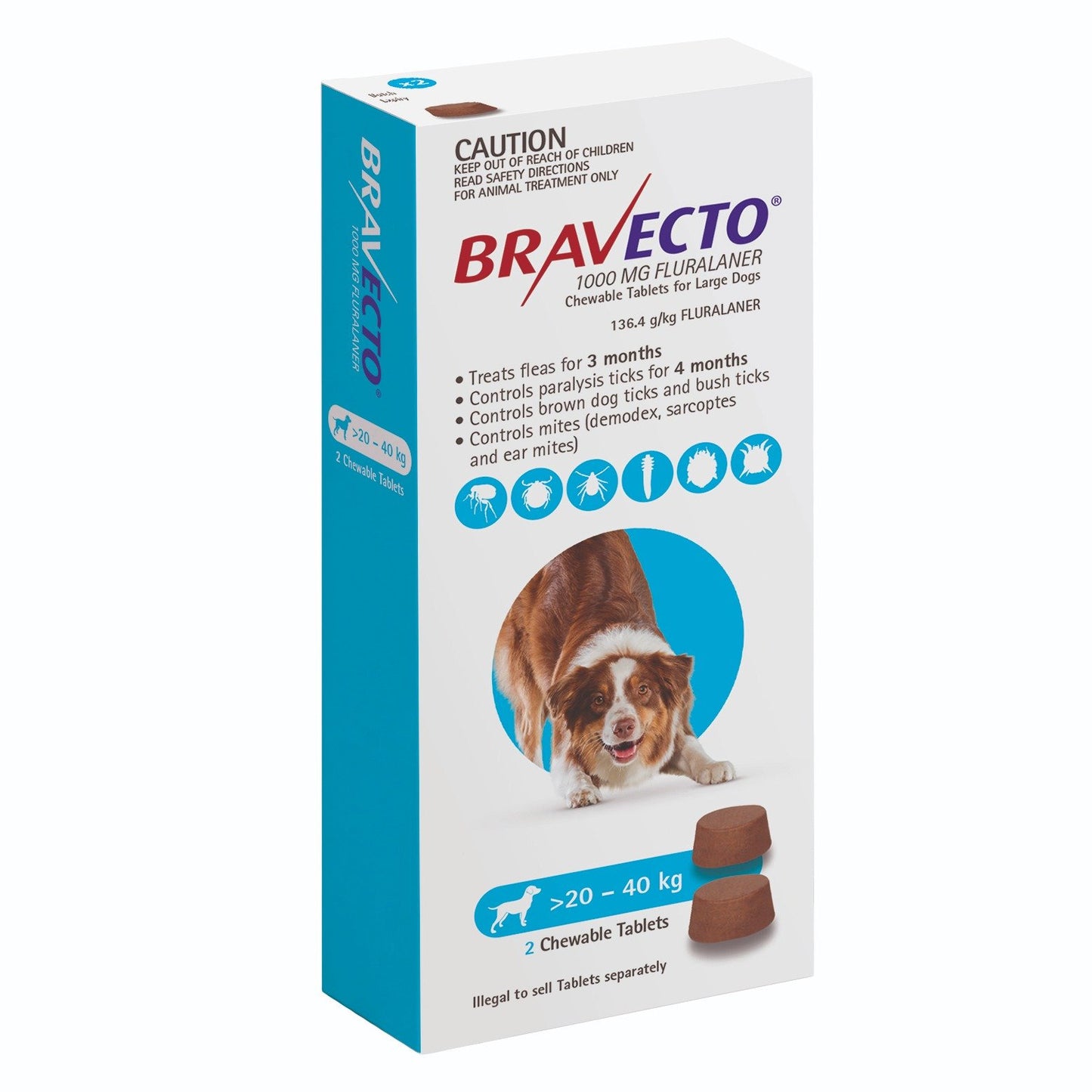 Bravecto Chew For Dogs Blue 20kg - 40kg