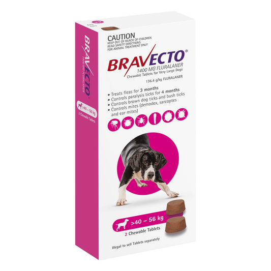 Bravecto Chews for Dogs Pink 40-56kg 2pack