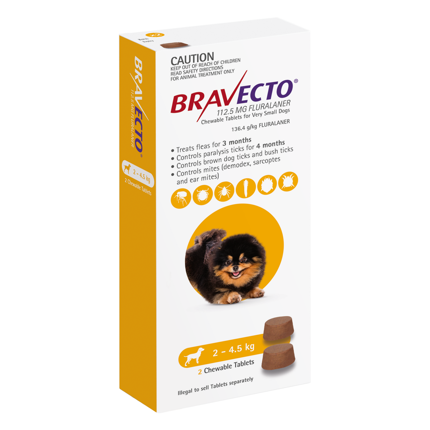 Bravecto Chews for Dogs Yellow 2-4.5kg  2pack