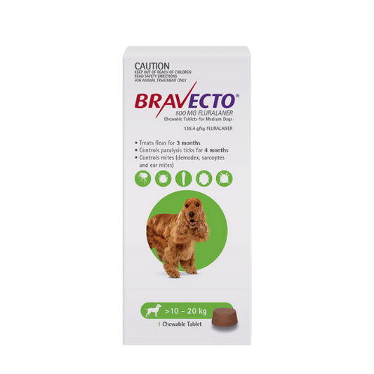 Bravecto Chew For Dogs Green 10kg - 20kg
