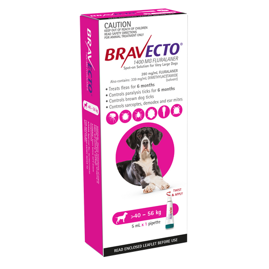 Bravecto Spot On Dog Pink 40 to 56kg Single