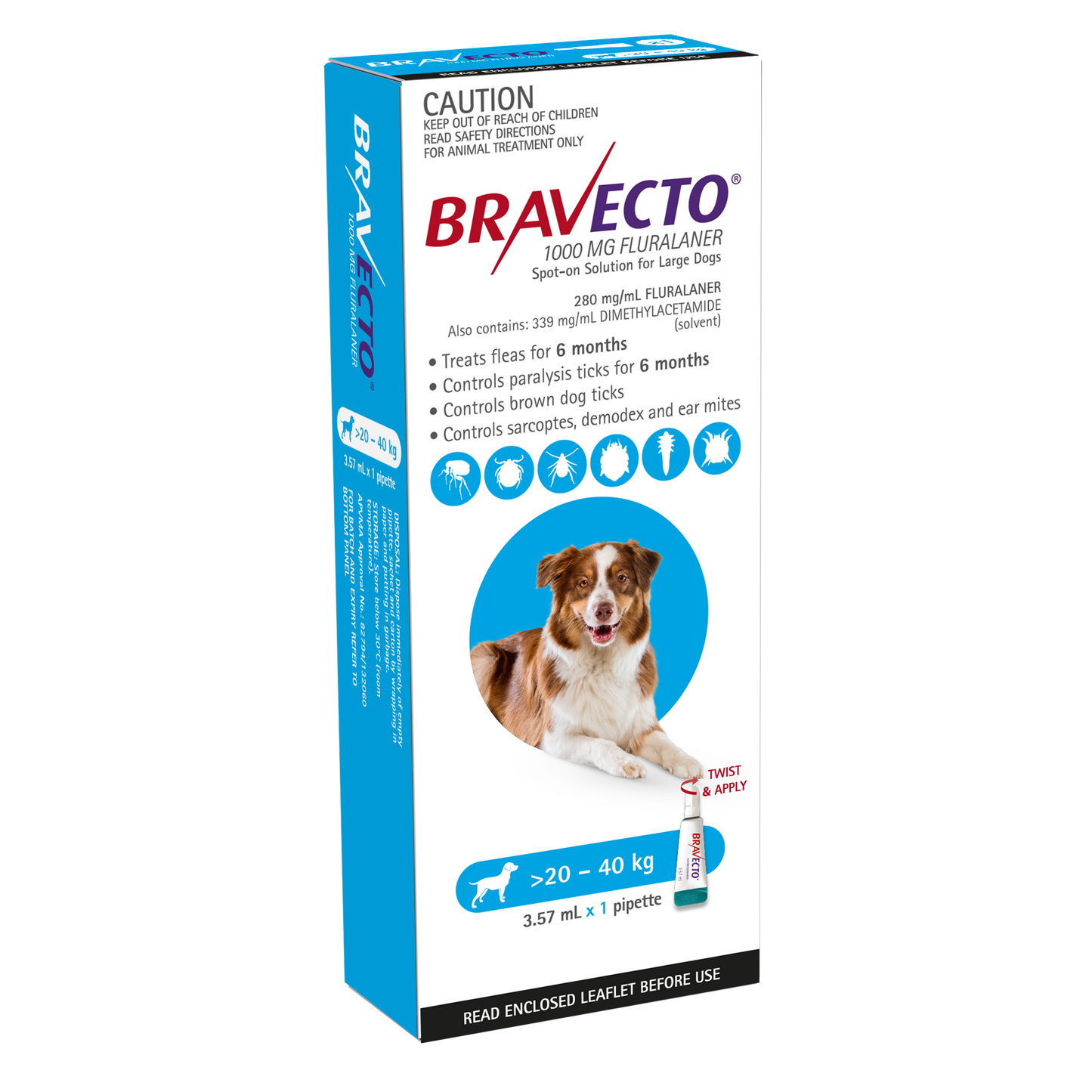Bravecto Spot On Dog Blue 20 to 40kg Single