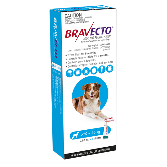 Bravecto Spot On Dog Blue 20 to 40kg Single