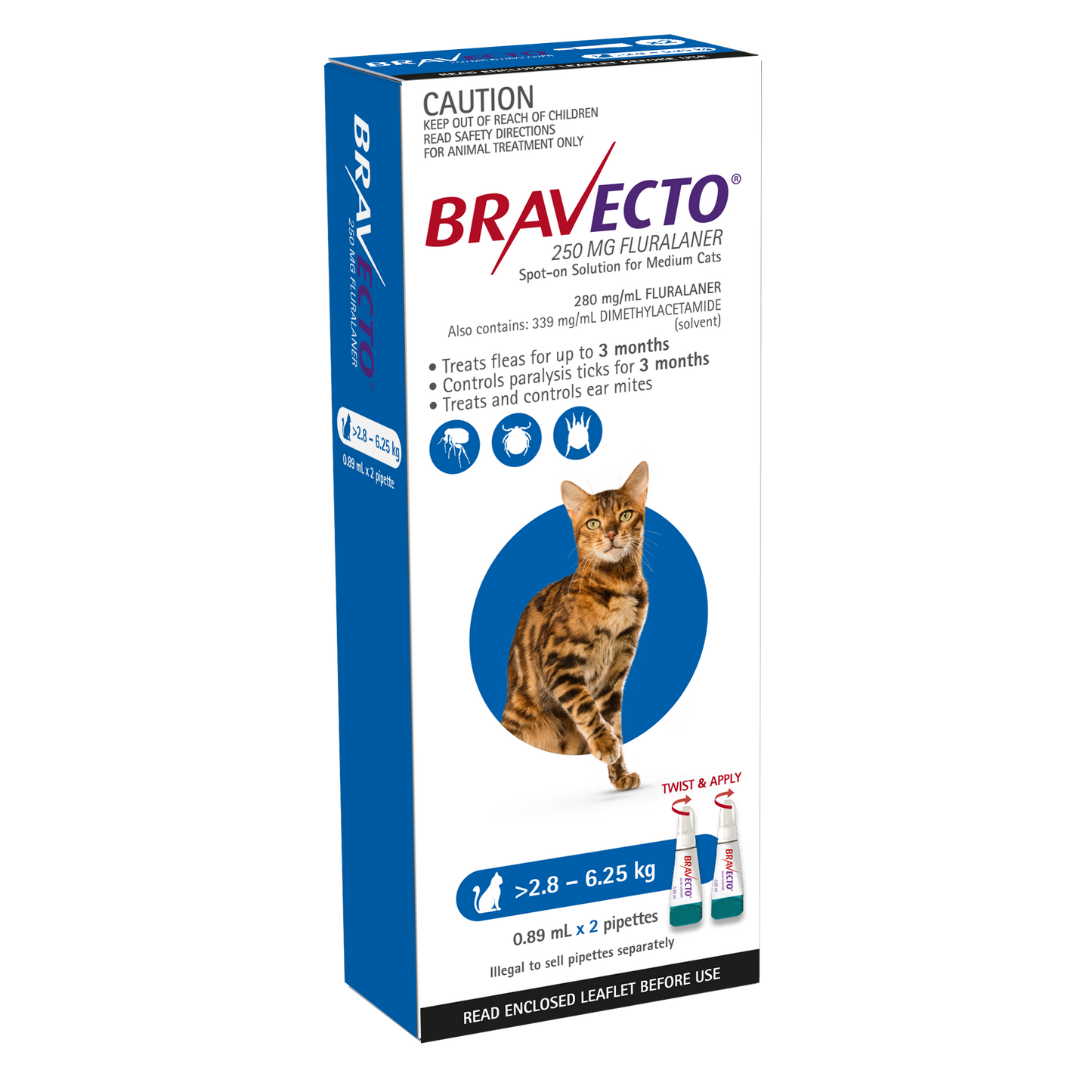 Bravecto Spot On Cats Blue 2.8 to 6.25kg 2 Pack