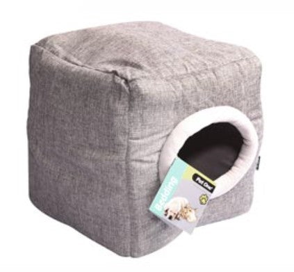 Pet One Cat Cubby Cube Linen Silver 35x35x35cm