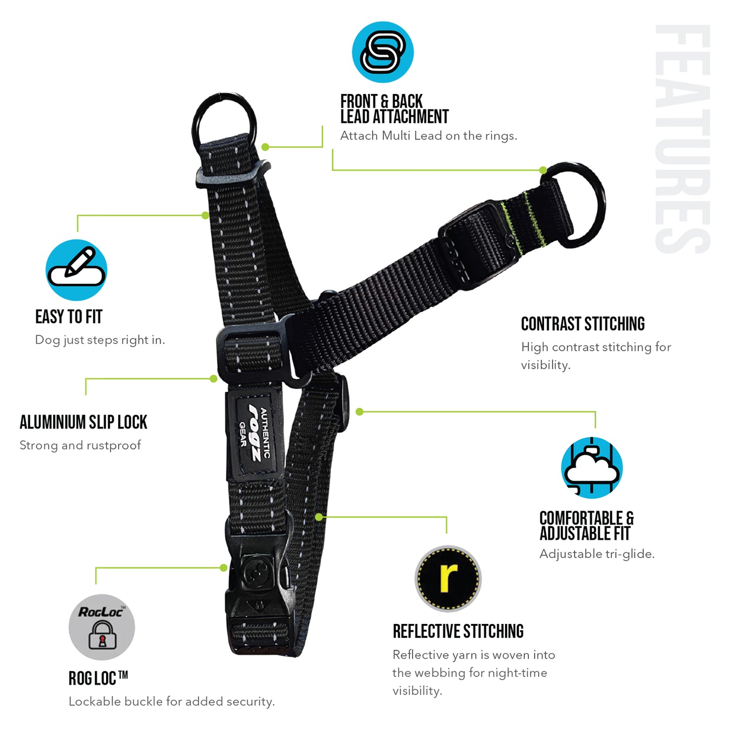Rogz Utility Balance Harness Black