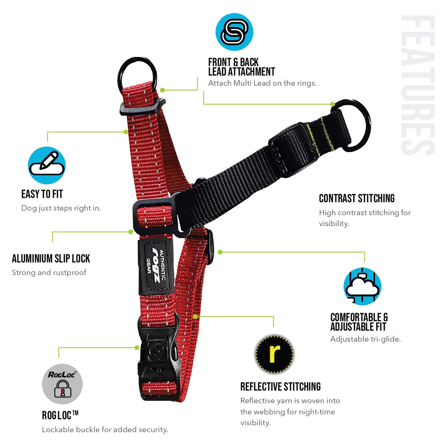 Rogz Utility Balance Harness Red