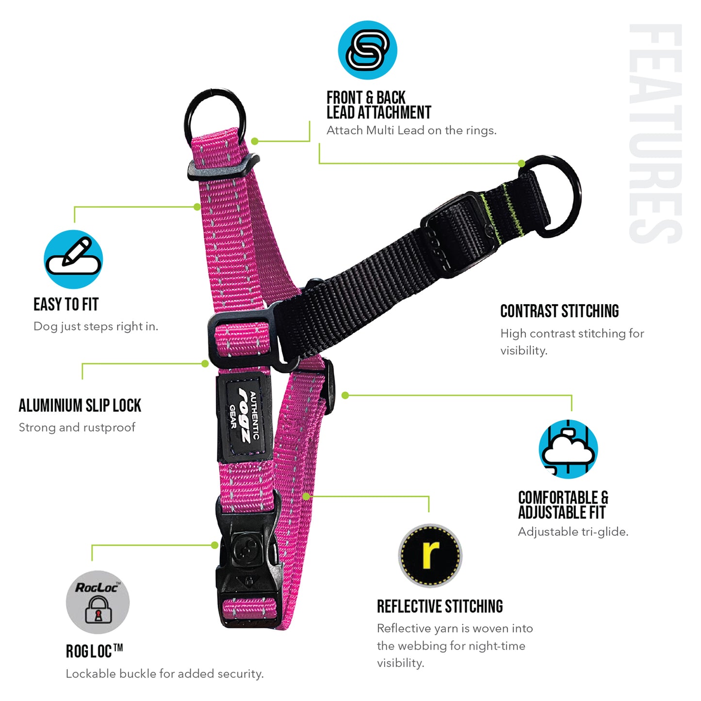 Rogz Utility Balance Harness Pink