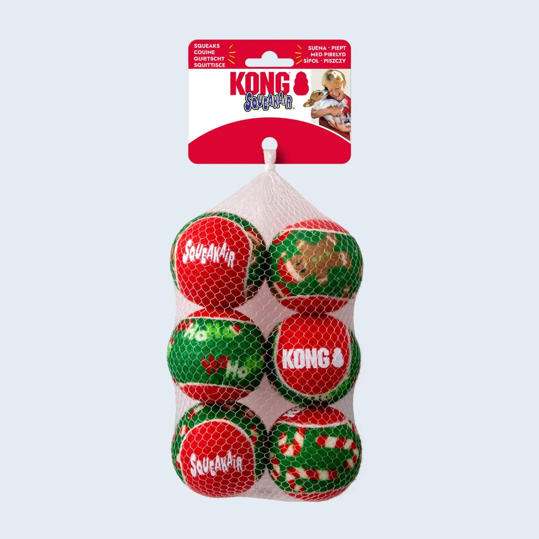 KONG Holiday SqueakAir Tennis Balls 6-pk Sm
