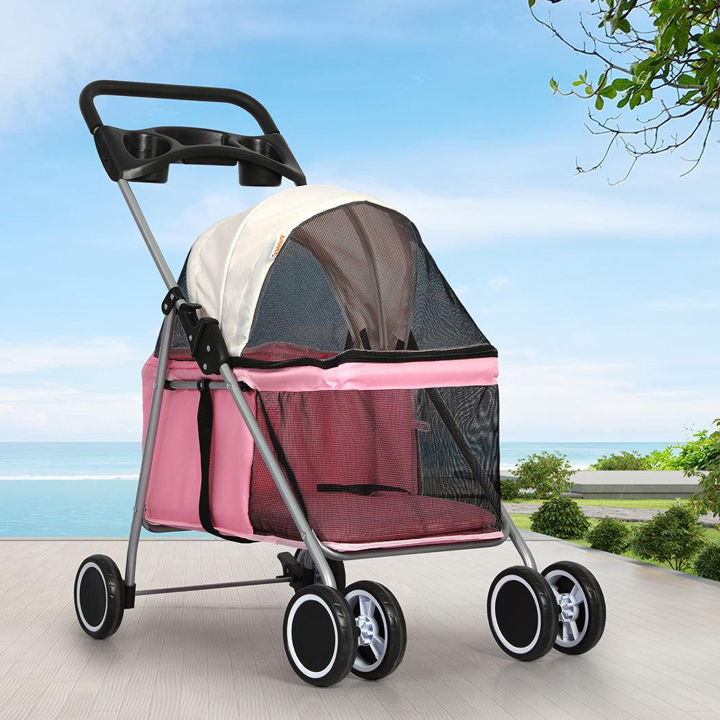 PaWz Pet Stroller Dog Cat Carrier Foldable Pink-1975420406949089286