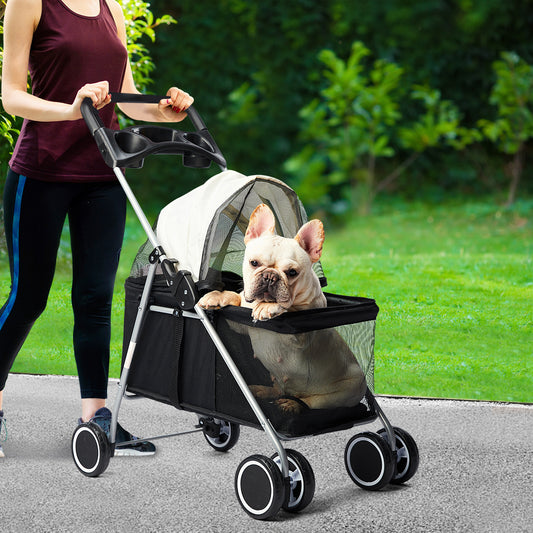 PaWz Large Pet Stroller Dog Cat Carrier Black-1973193718810939398