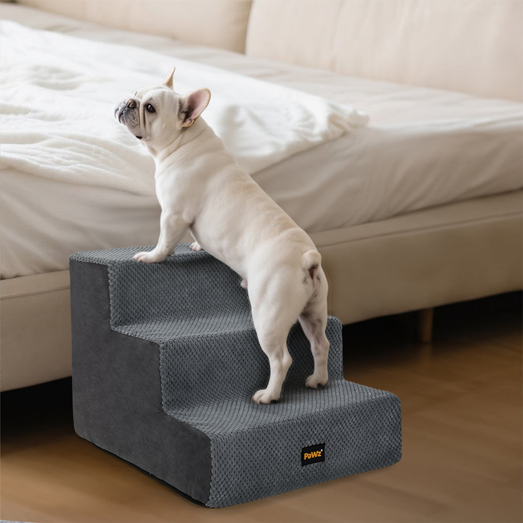 Pawz 3 Steps Pet Stairs Dog Ramp High Density Foam Grey-1996005595194462214