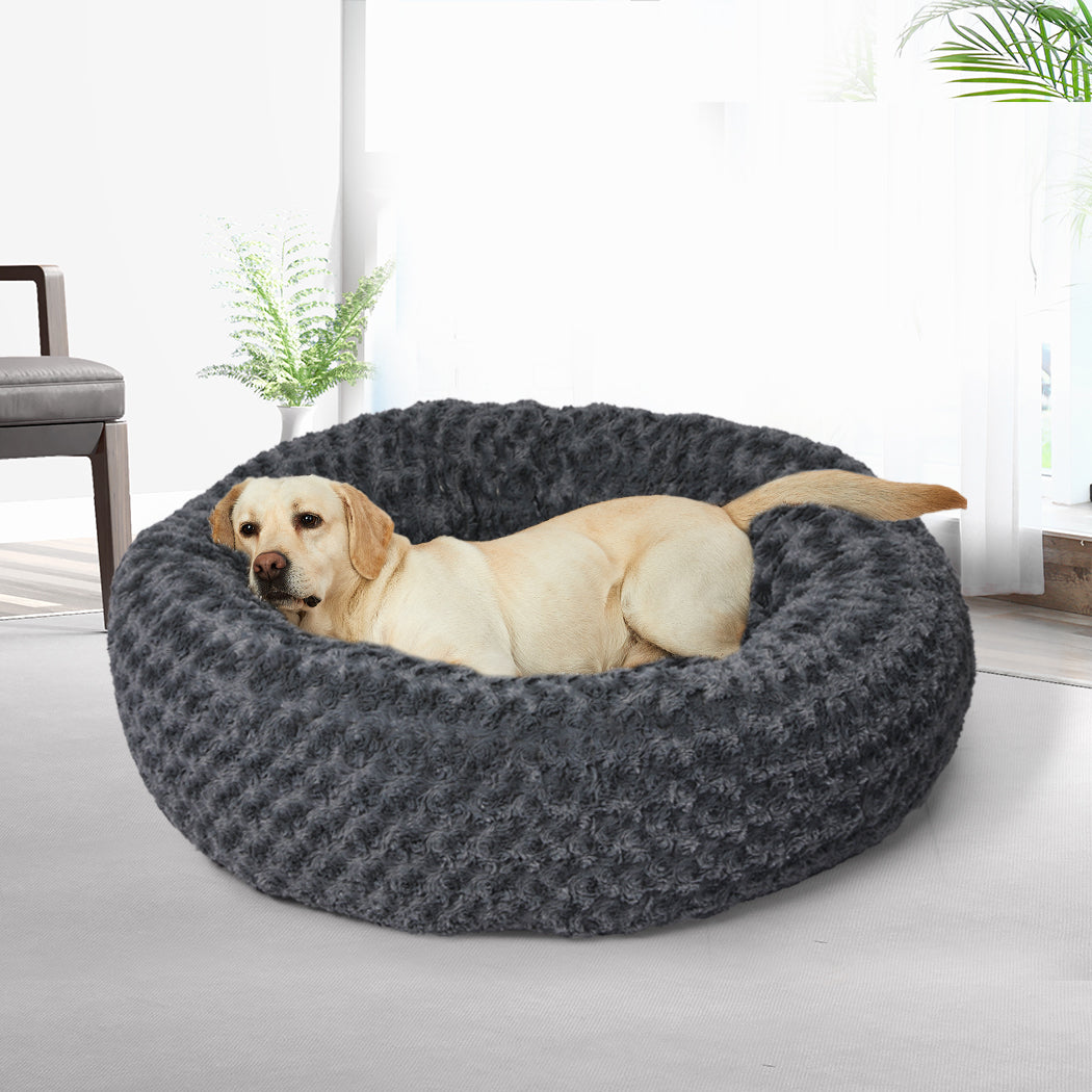 PaWz Calming Dog Bed Warm Soft Plush L Dark Grey Large-1973193664826052614