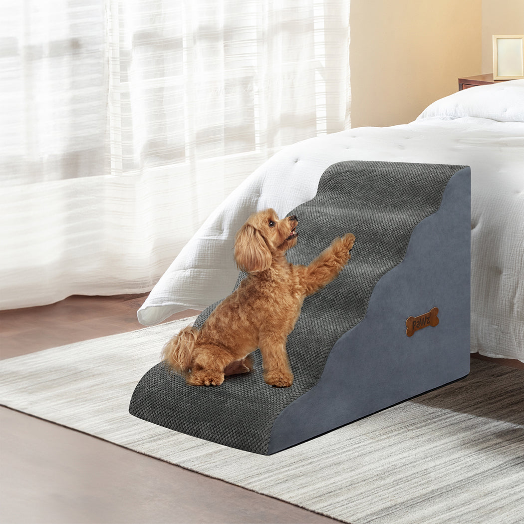 Pawz 5 Steps Pet Stairs Dog Ramp High Density Foam Grey-1973193539949039622
