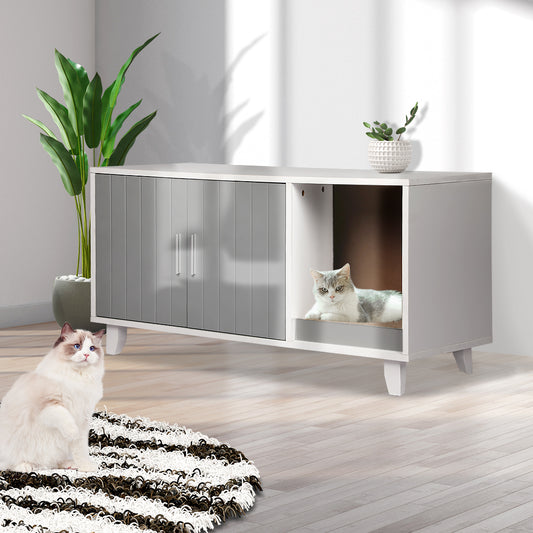 PaWz Enclosed Cat Litter Cabinet Box Grey-1975420459436609542
