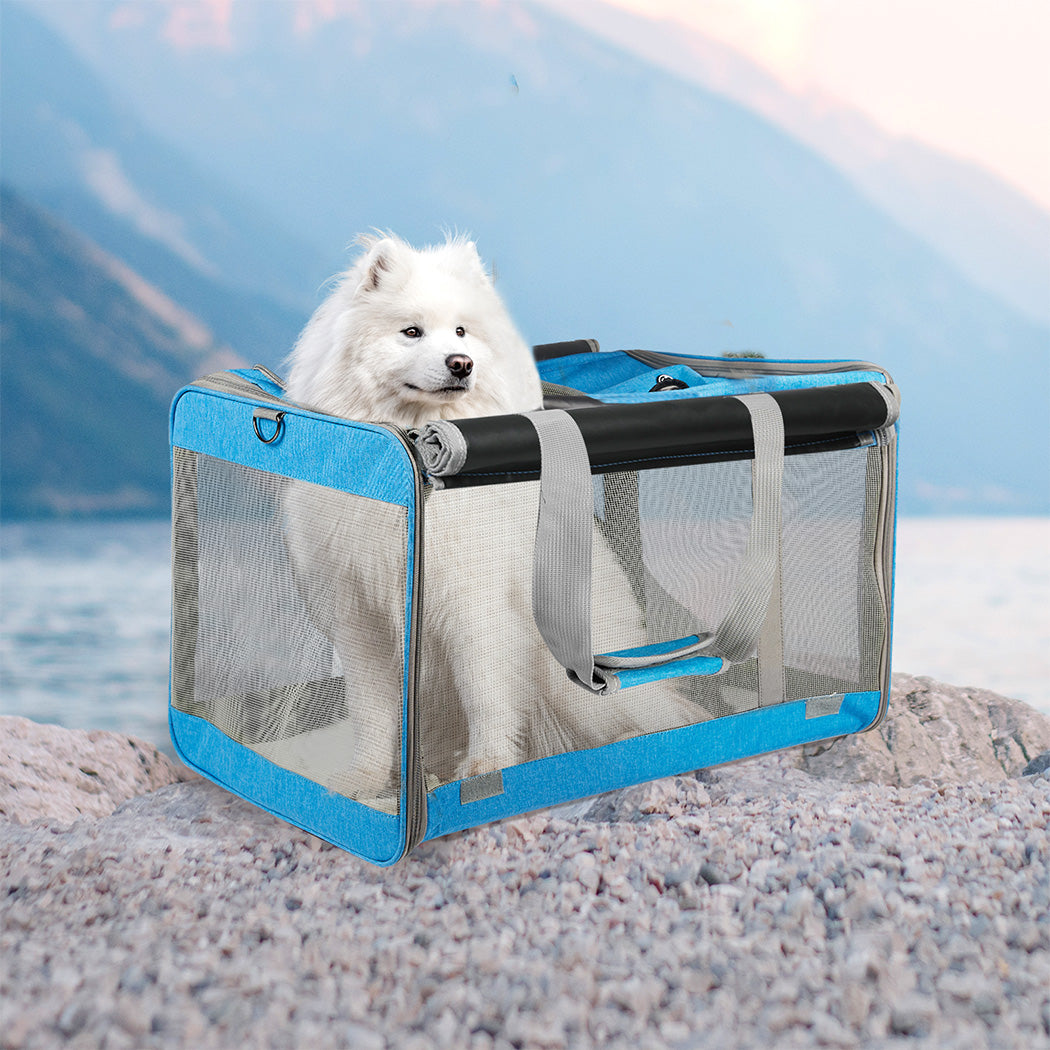 Pawz 3 in 1 Pet Soft Crate Dog Cat Carrier XL Size Blue-1975420341383729158