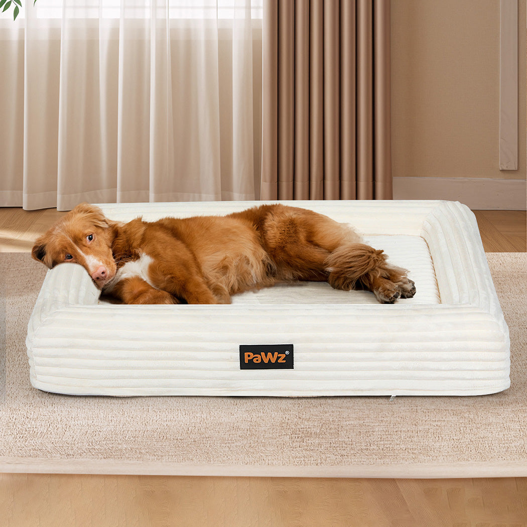 Pawz XXL Size Orthopedic Dog Bed with Corduroy Removable Cover Waterproof Washable Beige-1975420347981369350