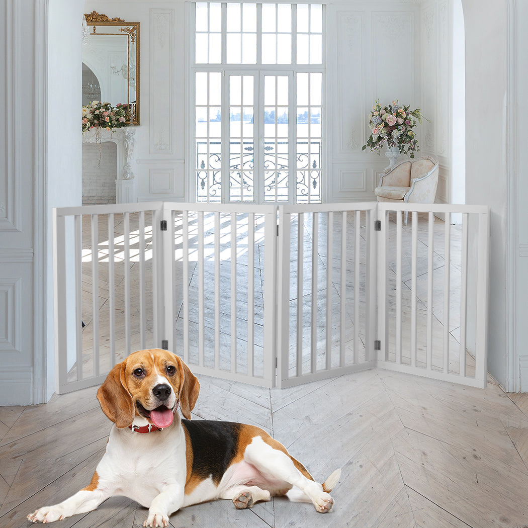 Wooden Pet Gate Dog Fence Retractable White 600x 3MM-1973193643191832582