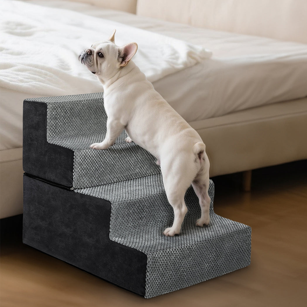 Pawz 4 Steps Pet Stairs Dog Ramp High Density Foam Grey-1996005516555456518