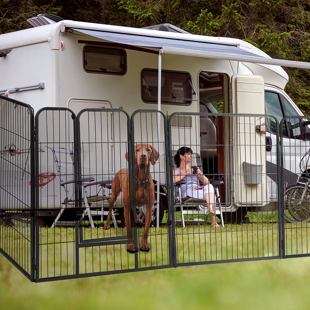 PaWz 8 Panel Pet Dog Playpen Puppy Exercise Black 2.5kg Mackerel & Lamb-1975420507880820742