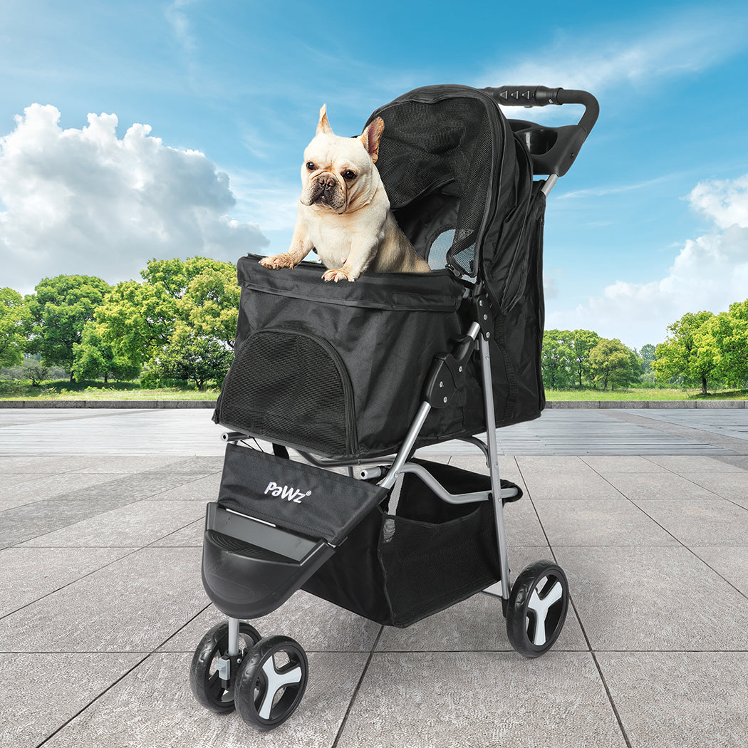 PaWz Large Pet Stroller Dog Cat Carrier Black-1973193717858832390