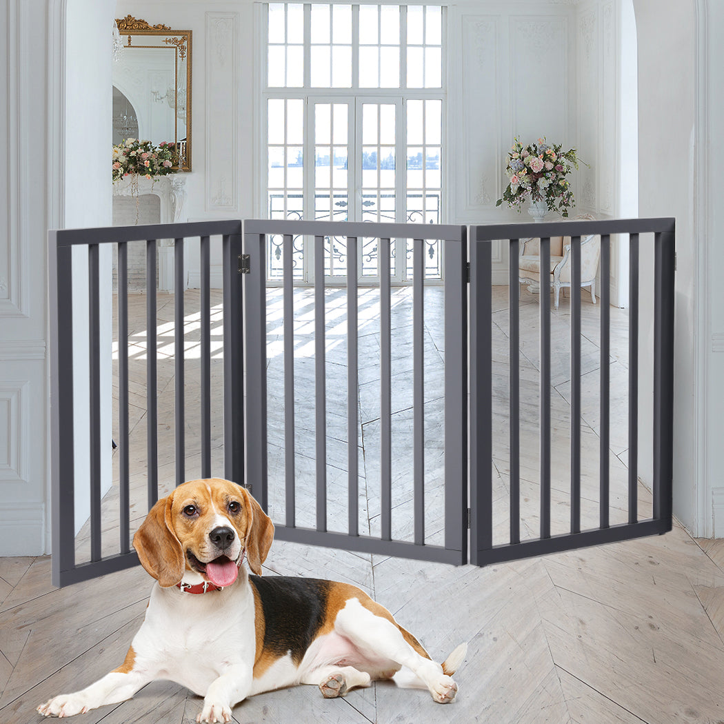 Wooden Pet Gate Dog Fence Retractable Grey 2000x 3MM-1975420451777810438