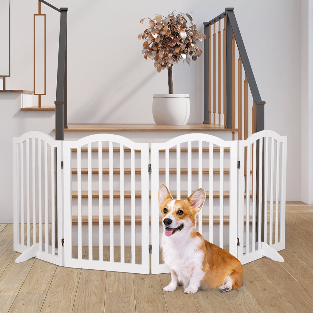 PaWz Wooden Pet Gate Dog Fence Safety White-1973193663785865222