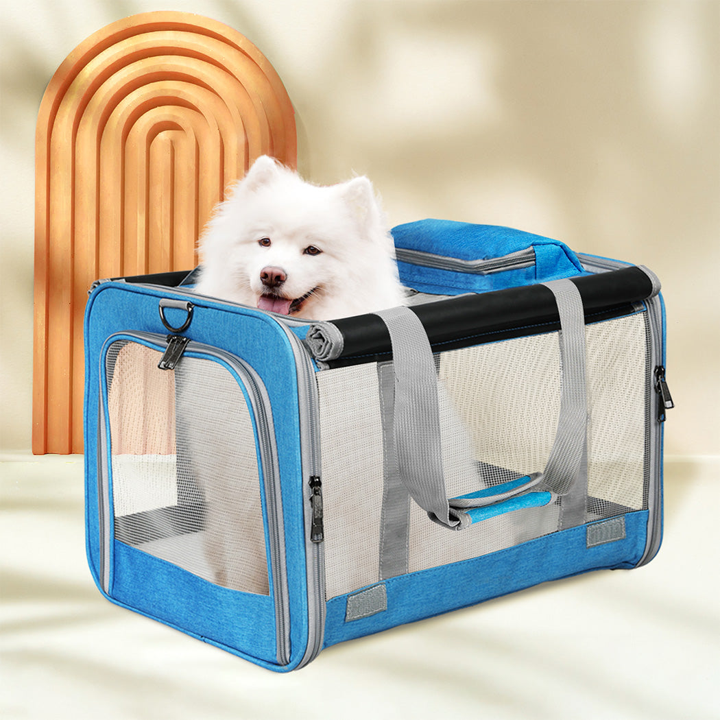 Pawz 3 in 1 Pet Soft Crate Dog Cat Carrier XL Size Blue-1975420341383729159