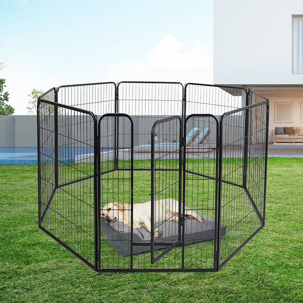 PaWz 8 Panel Pet Dog Playpen Puppy Exercise Black 4kg chicken-1973193828286468103