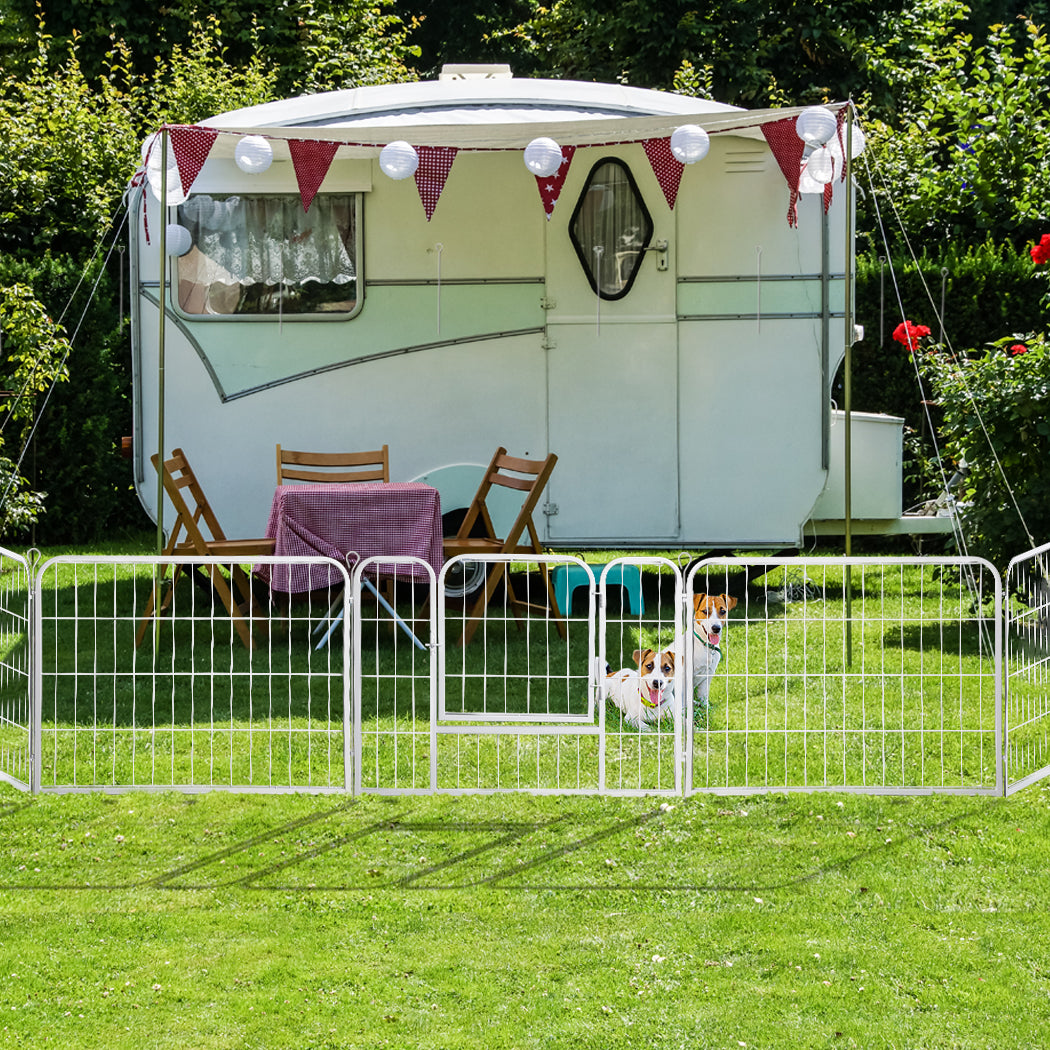 PaWz 8 Panel 24'' Pet Dog Playpen Puppy White 24 inch-1975420507704659975