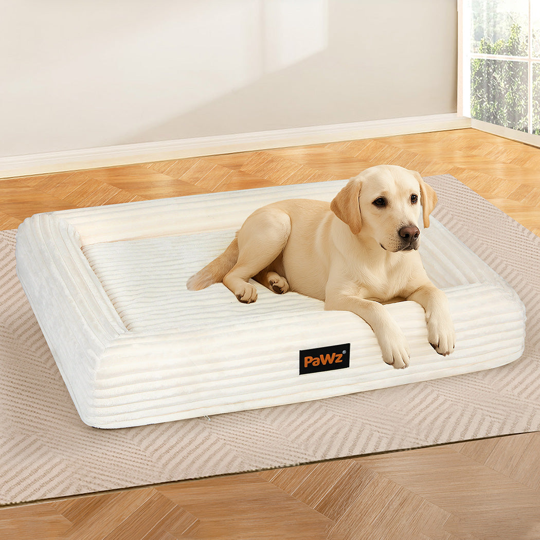 Pawz XL Size Orthopedic Dog Bed with Corduroy Removable Cover Waterproof Washable Beige-1975420347792625671