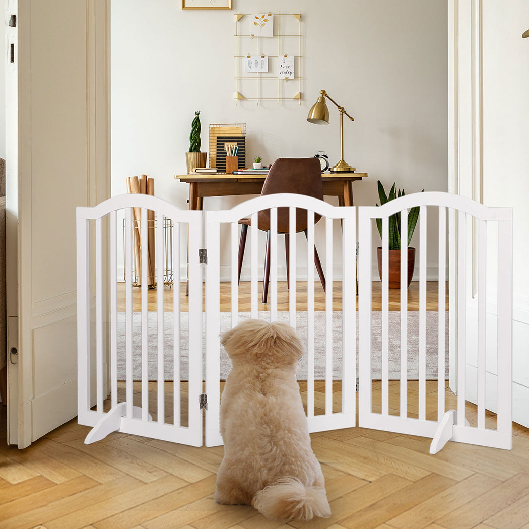 PaWz Wooden Pet Gate Dog Fence Safety White-1975420391706988551