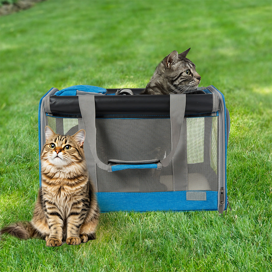 Pawz 3 in 1 Pet Soft Crate Dog Cat Carrier M Size Blue-1975420341031407623