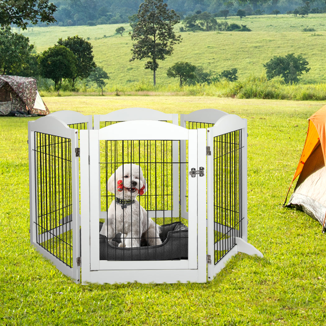 PaWz 6 Panels Pet Dog Playpen Puppy White-1973193674594586631