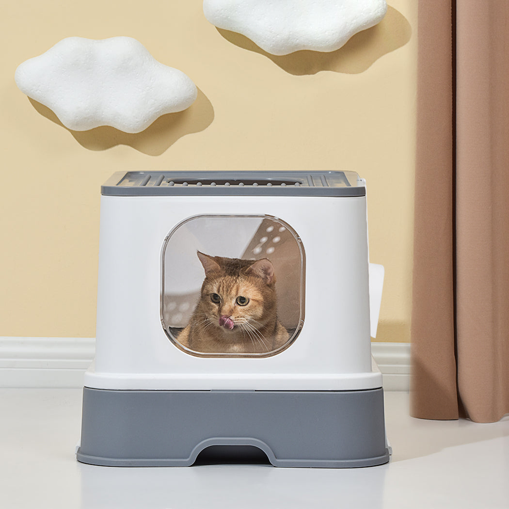 PaWz Cat Litter Box Fully Enclosed Kitty Grey-1975420444567801863