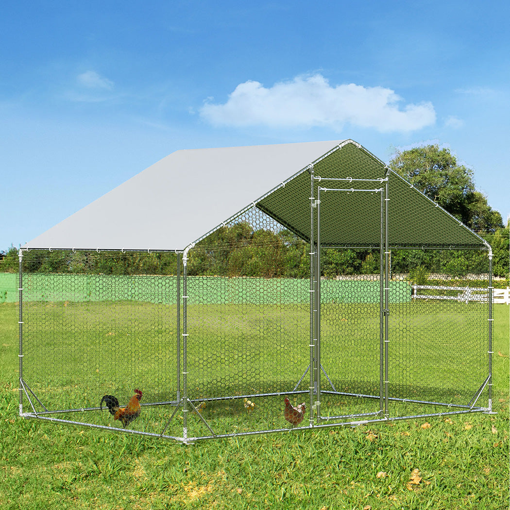 Pawz 200x300x194cm Large Metal Walk-in Chicken Coop Cage-1973193526204305415