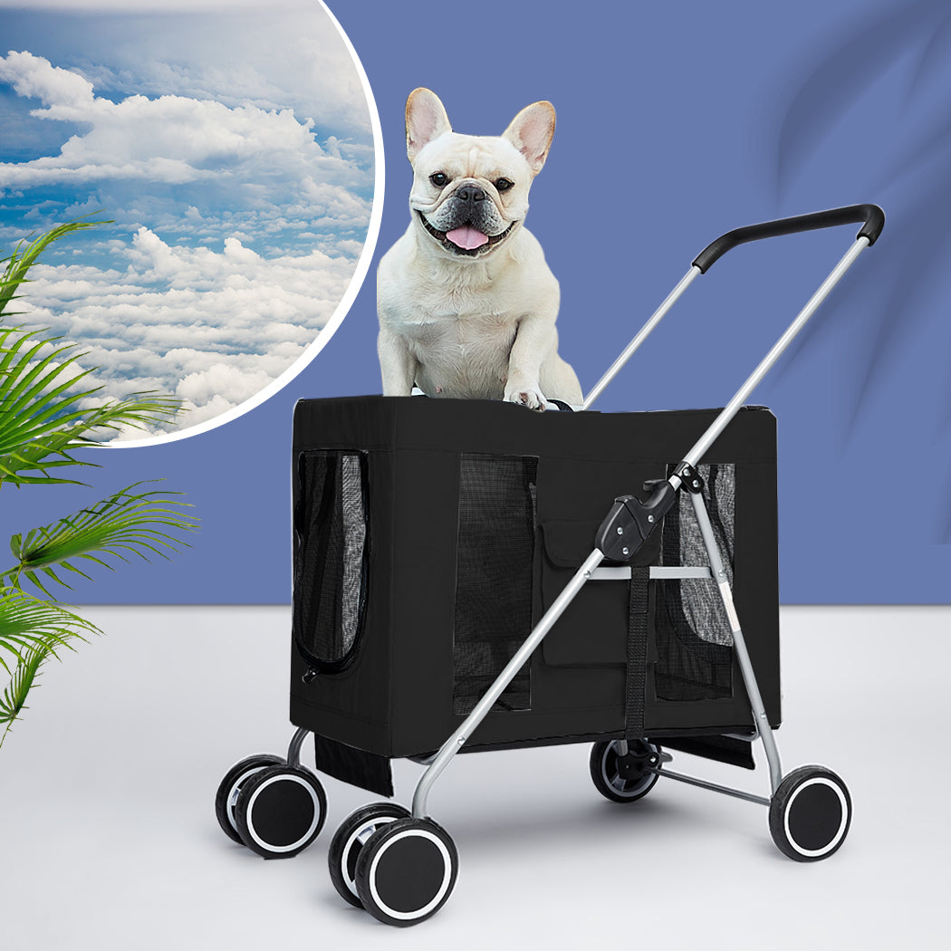 PaWz Pet Stroller Dog Cat Cage Carrier Black-1973193624489431046