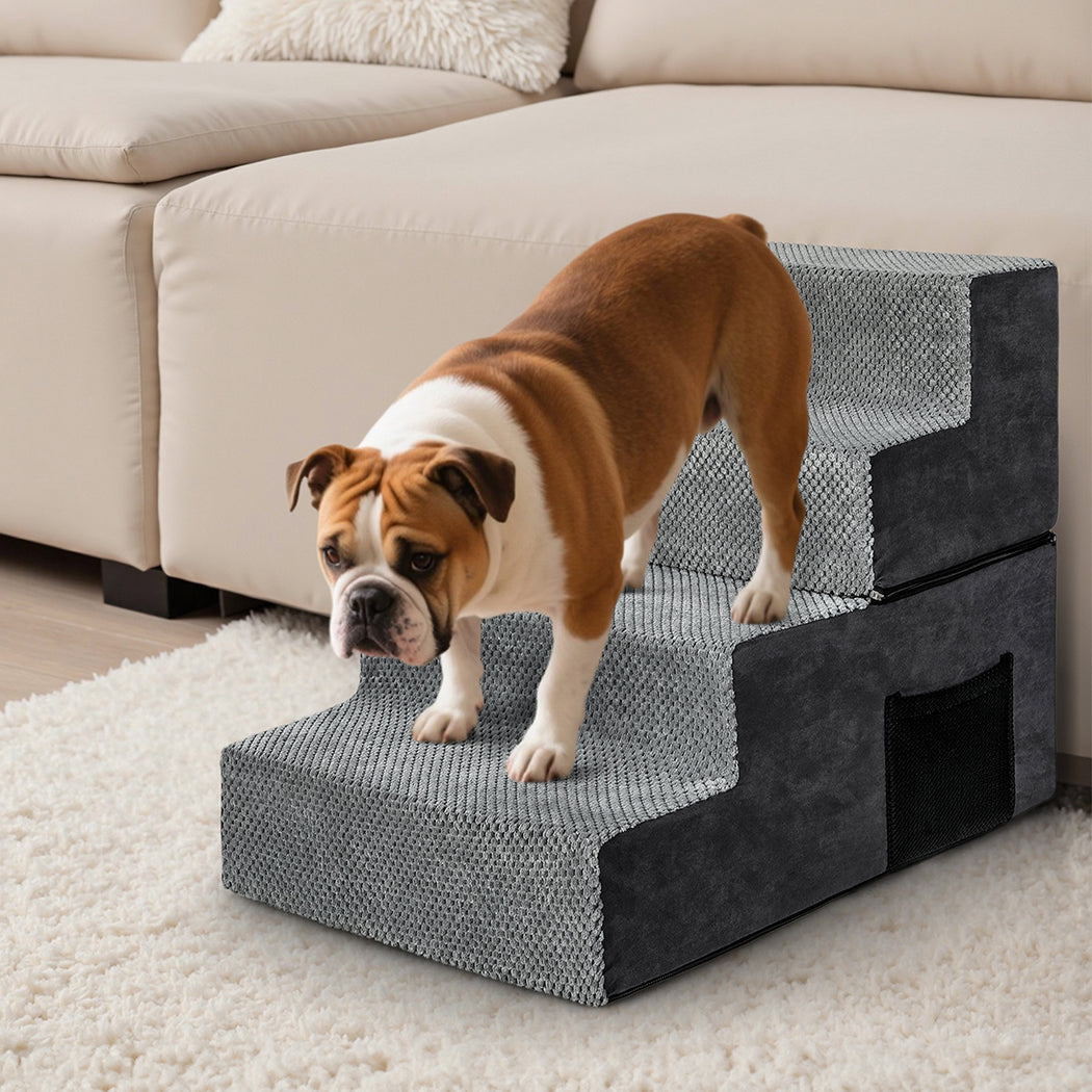Pawz 4 Steps Pet Stairs Dog Ramp High Density Foam Grey-1973193605396959239